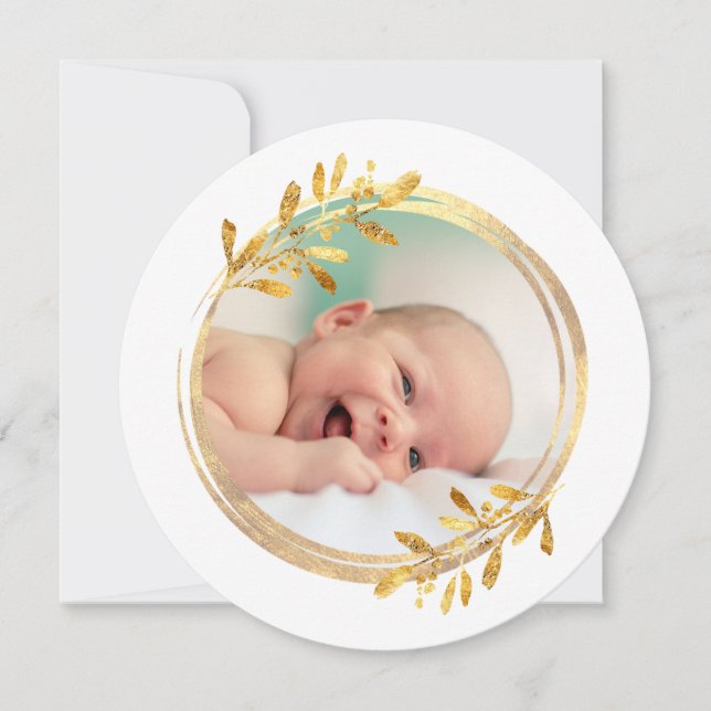 faux foil greenery frame Merry Christmas Holiday Card (Front)