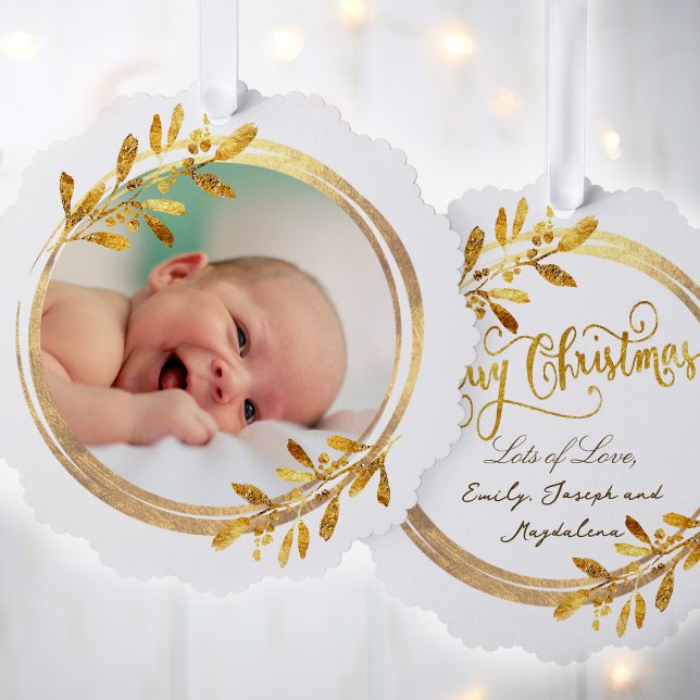 faux foil greenery frame Merry Christmas Tree Decoration Card (Creator Uploaded)