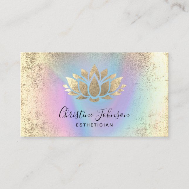 faux foil lotus pastel colours business card (Front)