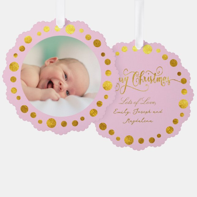 faux foil new baby girl tree decoration card (Front/Back)