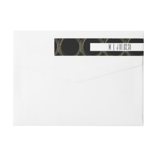 Faux Foil Rings Black and Gold Wedding Logo Wrap Around Label