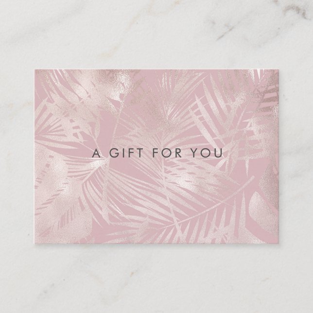 faux foil rose gold tropical gift certificate (Front)