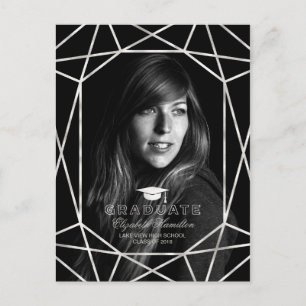Faux Foil Silver Graduation Announcement Photo Postcard