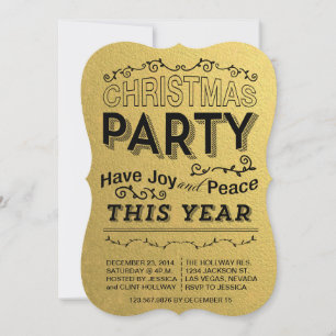 faux foild gold holiday party invitation