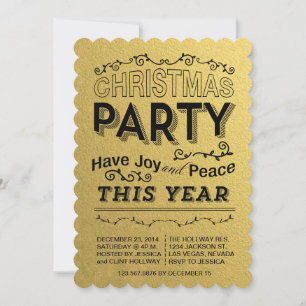 faux foild gold holiday party invitation