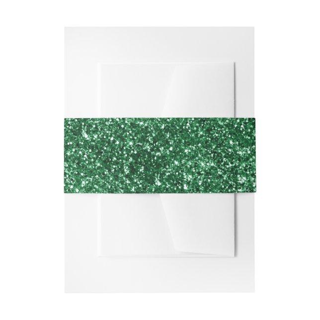 Faux Forest Green Glitter Invitation Belly Band (Front Example)