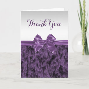 Faux Fur & Purple Bow Thank You Card