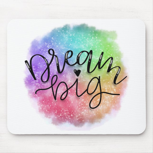 Faux Galaxy Watercolor Rainbow Dream Big Mouse Pad (Front)