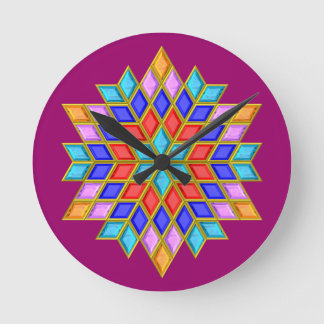Faux Gemstone Star Quilt Round Clock