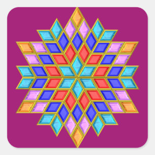 Faux Gemstone Star Quilt Square Sticker