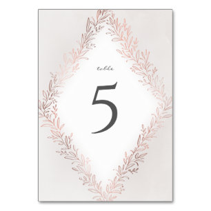 Faux gilded rose gold botanical elegant wedding table number