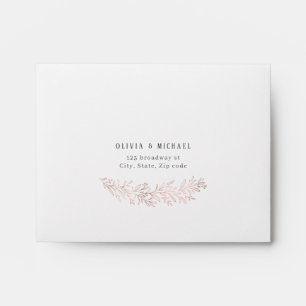 Faux gilded rose gold botanical wedding RSVP Envelope
