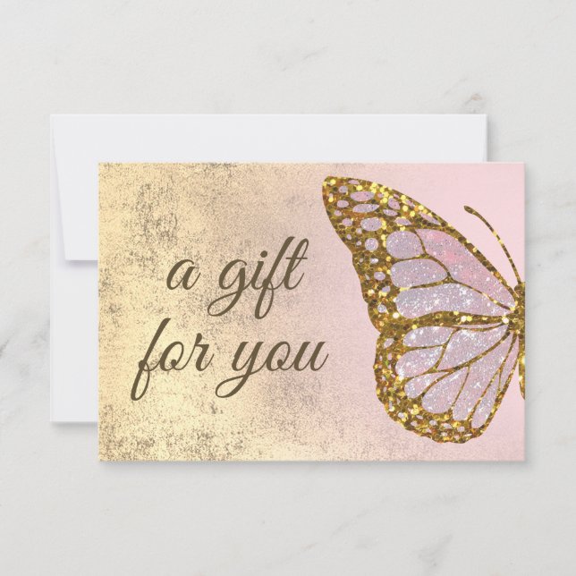faux glitter and foil butterfly  gift certificate (Front)
