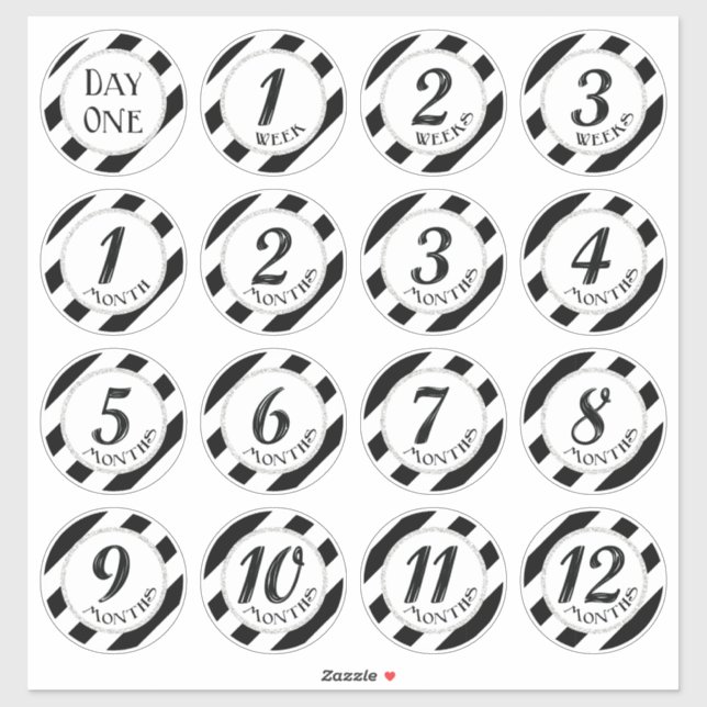 Faux Glitter Baby Milestone Stickers (Sheet)