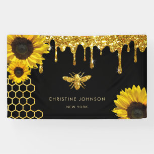 faux glitter bee and sunflowers banner