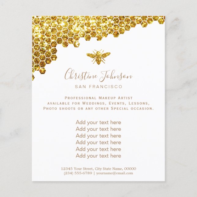 faux glitter bee honeycomb flyer (Front)