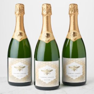Faux glitter bee  sparkling wine label