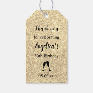 Faux Glitter Birthday Thank You Favour Tags