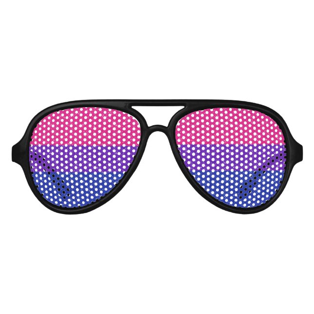 Faux Glitter Bisexual Pride Flag Background Aviator Sunglasses (Front)