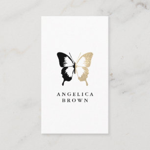 Faux Glitter & Black Butterfly Business Card