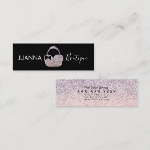 Faux Glitter Boutique Clothing Black White Mini Business Card