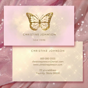 faux glitter butterfly logo business card