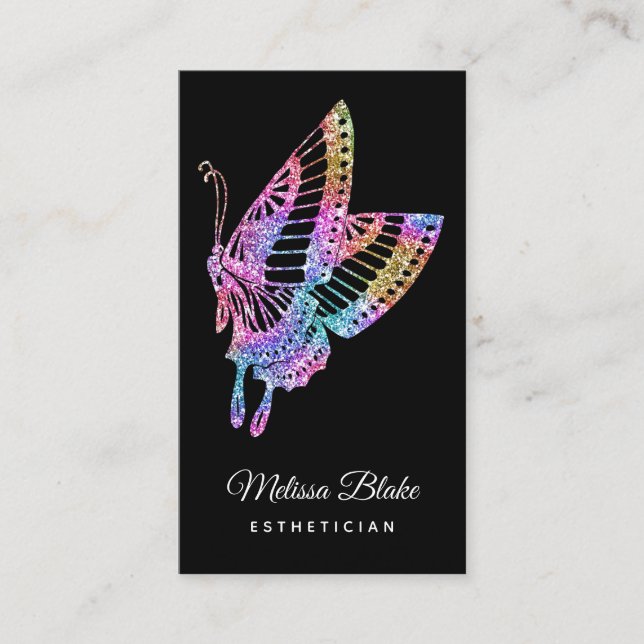 faux glitter butterfly logo business card (Front)