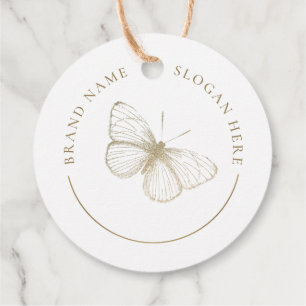 Faux Glitter Butterfly Logo Favour Tags