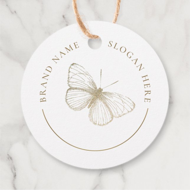 Faux Glitter Butterfly Logo Favour Tags (Back)