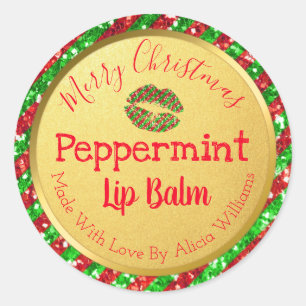 Faux Glitter Christmas DIY Handmade Lip Balm Label