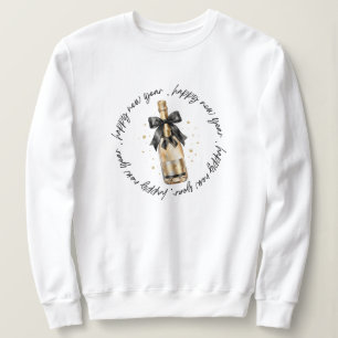 Faux Glitter Coquette Champagne Bottle New Year Sweatshirt