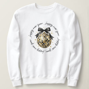 Faux Glitter Coquette Disco Ball New Years, Happy Sweatshirt