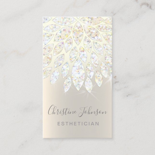 faux glitter dahlia jewel design business card (Front)