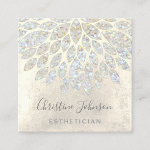 • faux glitter dahlia square business card