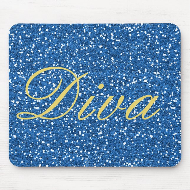 Faux Glitter Diva Design in Blue Mouse Pad (Front)