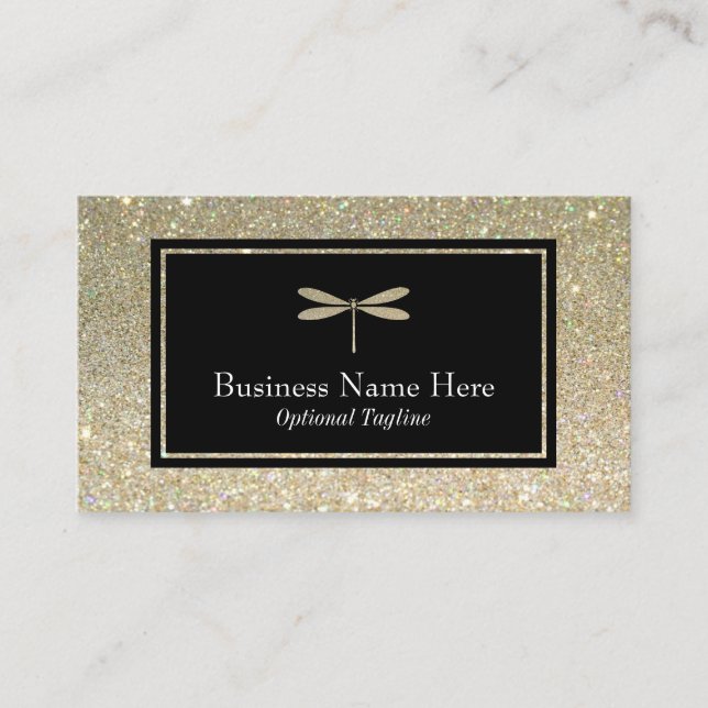 Faux Glitter Dragonfly Business Card (Front)