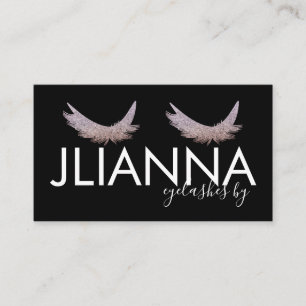 Faux Glitter Eyelashes Salon Black White   Business Card