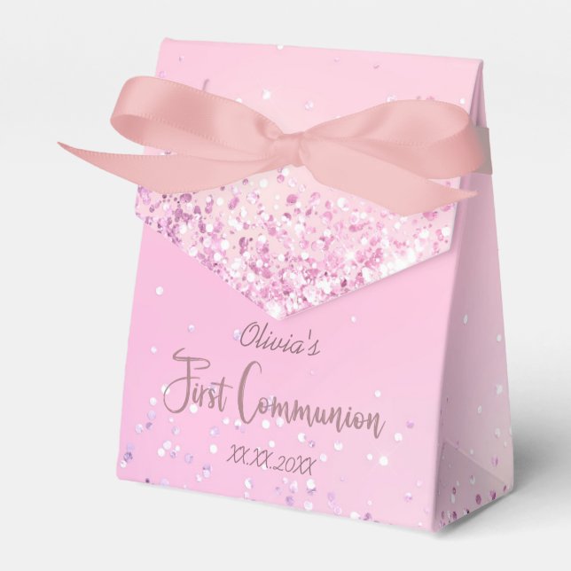 faux glitter First Communion Favour Box (Front Side)