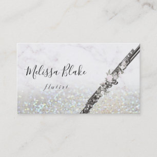 faux glitter flautist business card