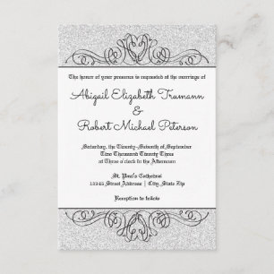 Faux Glitter Formal Flourish - 3x5 Wedding Invite