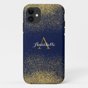 Faux Glitter Gold Monogram Name Case-Mate iPhone Case