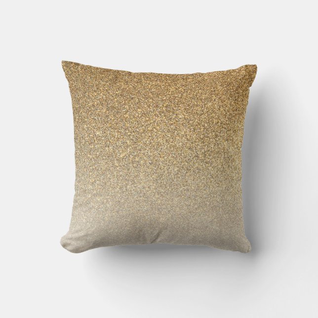 Faux Glitter Gold Ombre Throw Pillow | Home Decor (Front)