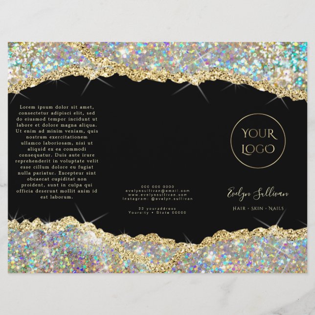 Faux glitter gold sequin brochure (Front)