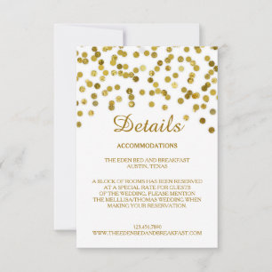 Faux Glitter Gold Wedding Details Card