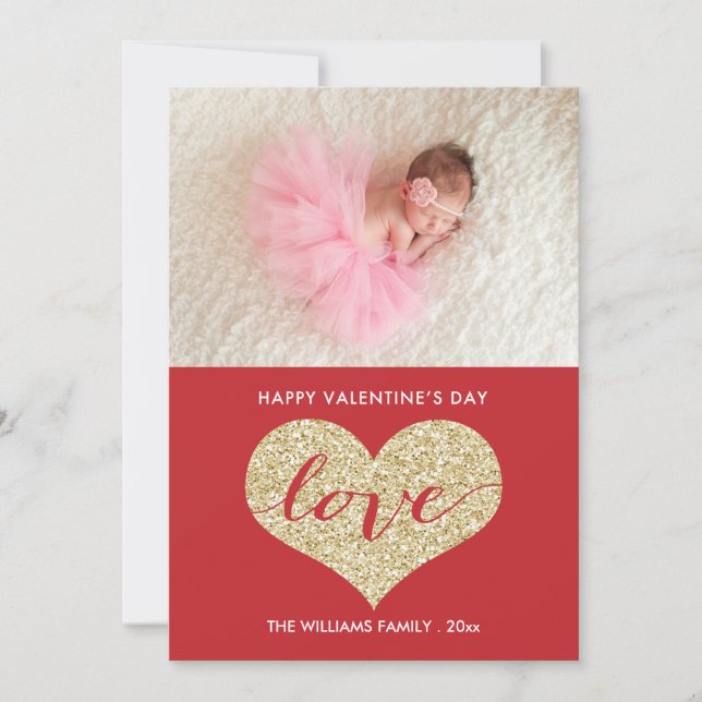 Faux Glitter Heart | Valentine's Day Cards (Front)