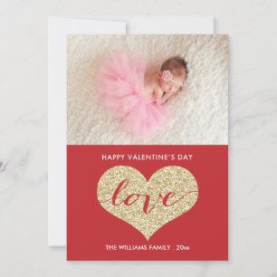Faux Glitter Heart   Valentine's Day Cards