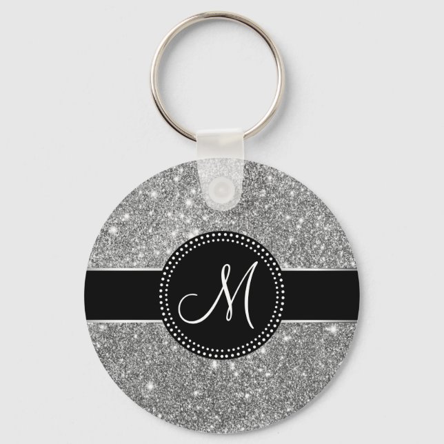 Faux Glitter Monogram Key Ring (Front)