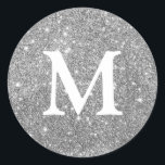 Faux Glitter Monogram Sticker<br><div class="desc">Faux Glitter Silver Monogram Sticker. If you have any questions or requests please contact me.</div>