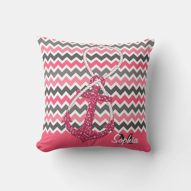 faux glitter nautical anchor infinity symbol cushion (Front)