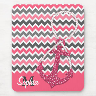 faux glitter nautical anchor infinity symbol mouse pad